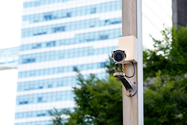 Security camera surveillance representing facial recognition privacy concerns