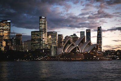 Australian city skyline representing crypto regulation at dusk
