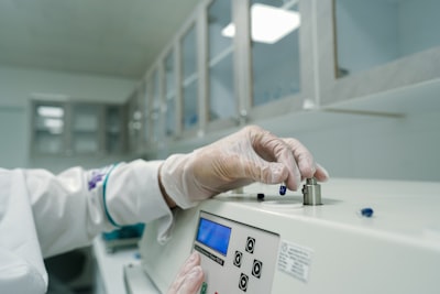 medical professional working in pharmaceutical factory production facility