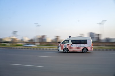 Self-driving vehicle on city road in urban environment