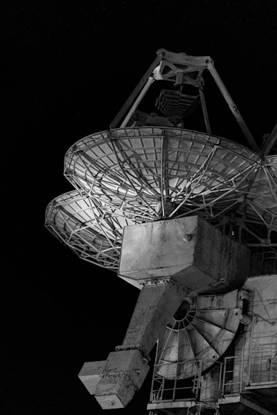 Satellite dishes and space technology infrastructure for orbital data centers