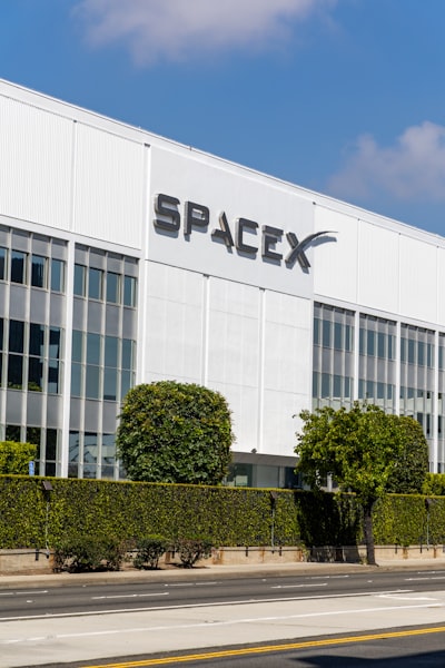 SpaceX headquarters building with company signage